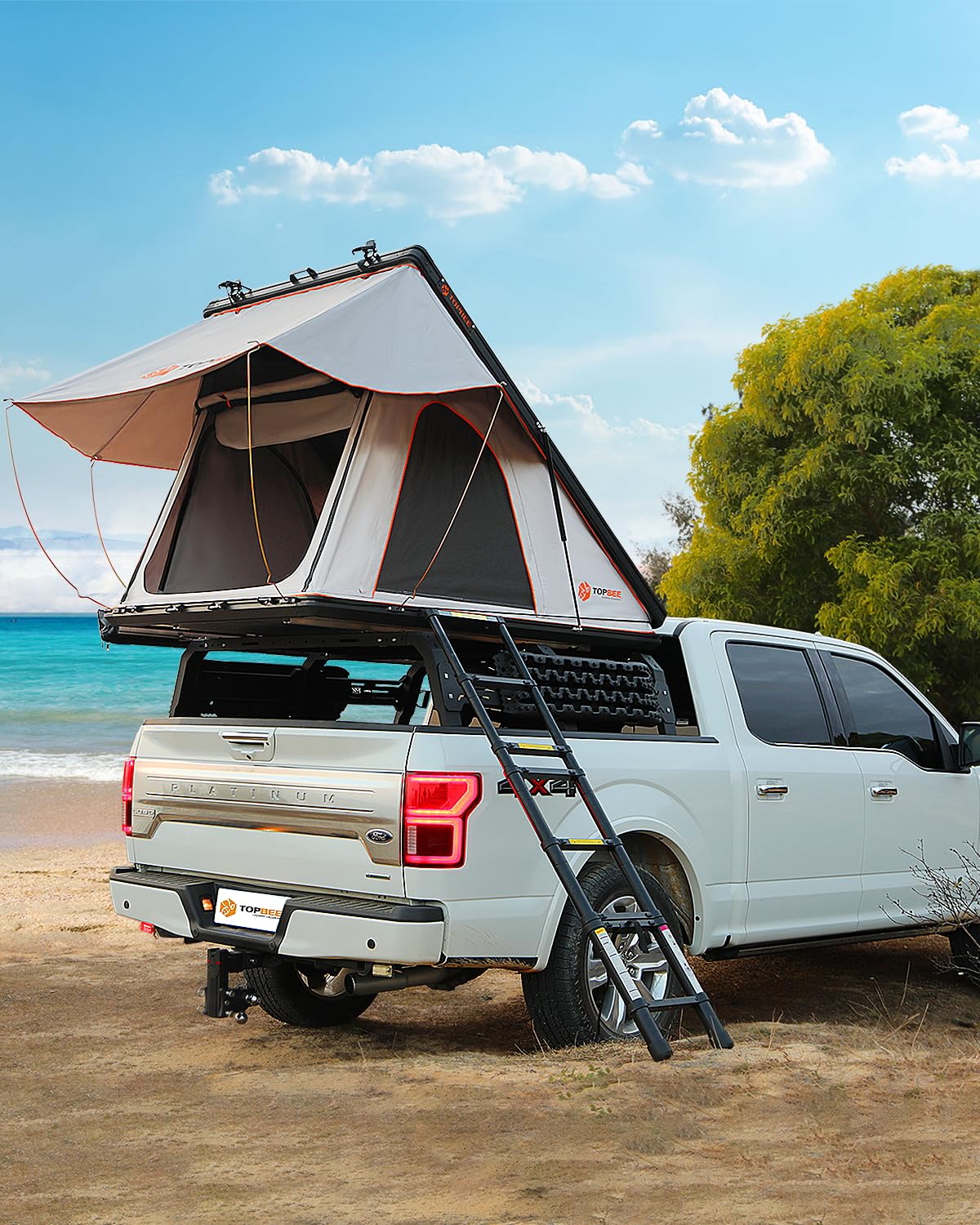 Photo 1 of TOPBEE Rooftop Tent, Rooftop Tent Hard Shell, Pop Up Hard Shell Rooftop Tent for Truck Jeep Car SUV Van Wrangler Tacoma, Waterproof Rooftop Tent for Camping