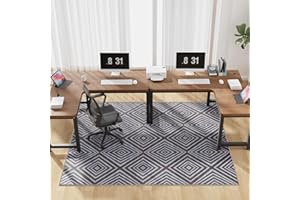 KEYDOL Blue&Black Checkered Diamond-Pattern Computer Chair Mat for Hardwood, 60" x 75"Office Mat for Hardwood Floor with Non-Slip Back, HeavyDuty Office Chair Rug for Hardfloor,LowPlie Carpet Floor Protector