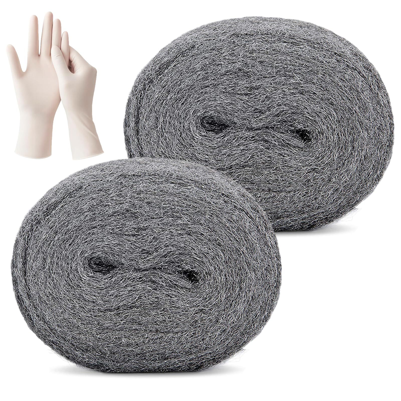 PICK FOR LIFE Steel Wool Mice Blocker 2 Pack 0000 Coarse Wire Wool Mice for Cleaning Rodent Control Gap Hole Filler Keep Rodent Rat Insect Pest out for Attic Garden Kitchen Garage with Gloves(3m/Roll)