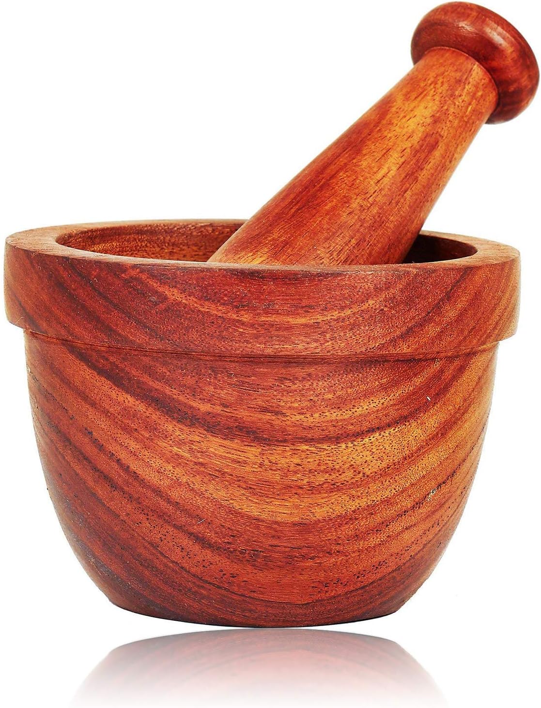 Handmade Indian Rosewood Mortar and Pestle Set Natural Rustic Style