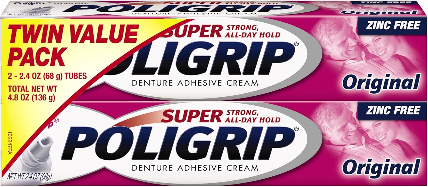 Super Poligrip Original Denture Adhesive Cream, 140ml (Pack of 2