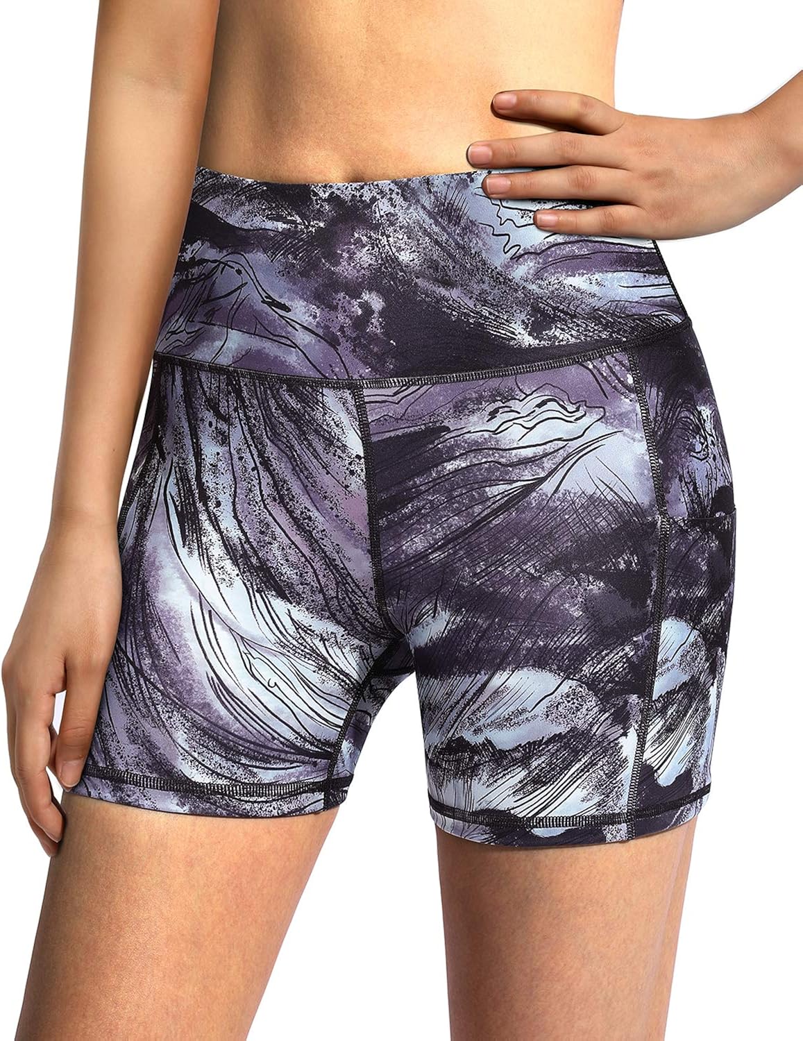 G4Free High Waist Yoga Shorts with Pockets Workout Bike Shorts for Women Non See-Through Running Exercise Short Leggings: Clothing
