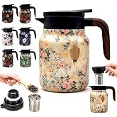 Vintage Teapot with Infuser, 35 oz Insulated Tea Pot for Loose Leaf Tea | Hot &amp; Cold Insulation with a fine-mesh infuser, 35 oz capacity, ideal for loose leaf tea, family tea time and daily serving.