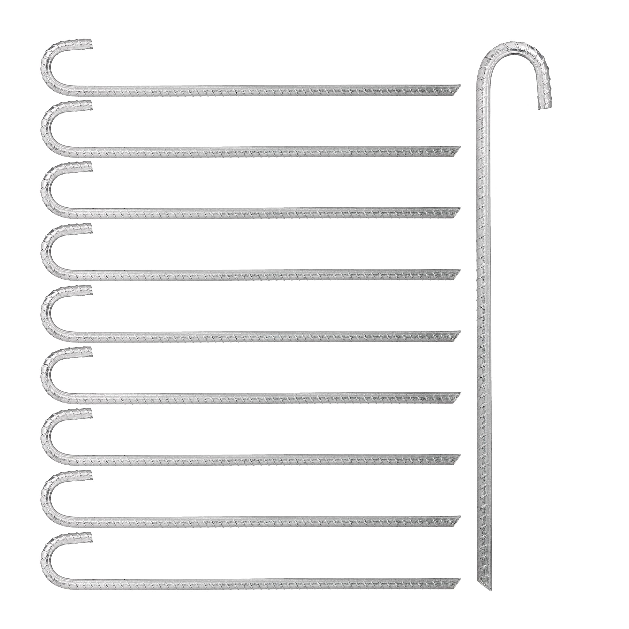 Relaxdays Tent Pegs, Set of 10, Extra Long, Sturdy, XL Ground Anchors for Pavilions, Camping, Steel, 45 cm, Silver