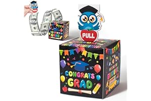Xqumoi Kindergarten Graduation Money Box for Cash Gift - Pre-K Congrats Grad Money Box with Pull Out Card Transparent Bags DIY Surprise Explosion Holder Grad Party Supplies Creative Way to Give Cash