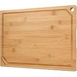 Hiware Extra Large Bamboo Cutting Board for Kitchen, Heavy Duty Wood Cutting Board with Juice Groove, 100% Organic Bamboo, Pr