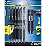 Pilot Frixion Erasable Pens - 6 Pack of Black Ink Pens + 4 Bonus Refills - Frixion Clicker Erasable Pens Retractable Gel Ink