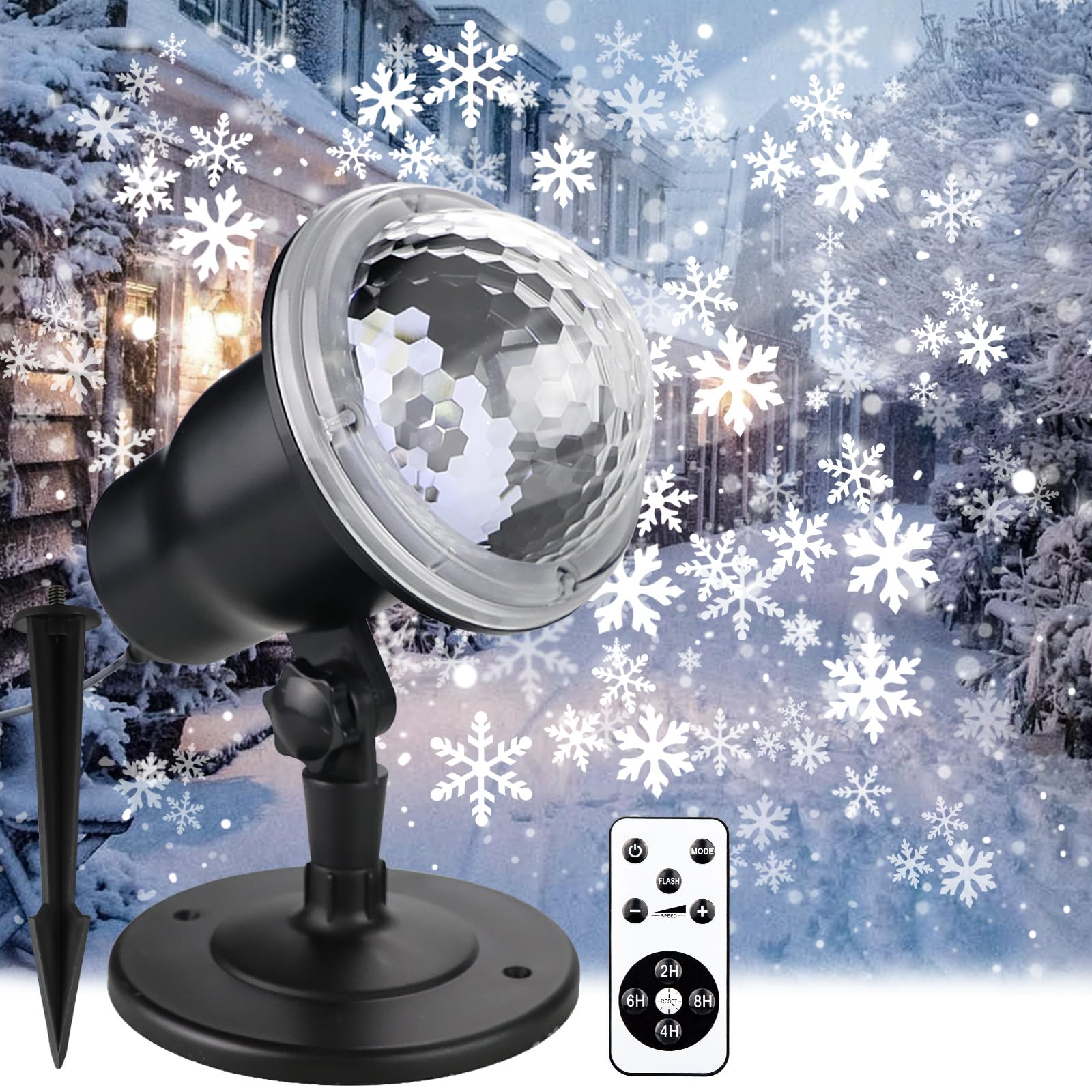 Photo 1 of Large Christmas Projector Lights Outdoor, Snowflake Projector Lights with Wireless Remote Control for Christmas Decorations Lights New Year Party