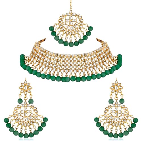 Green bridal kundan jewellery set Clearance
