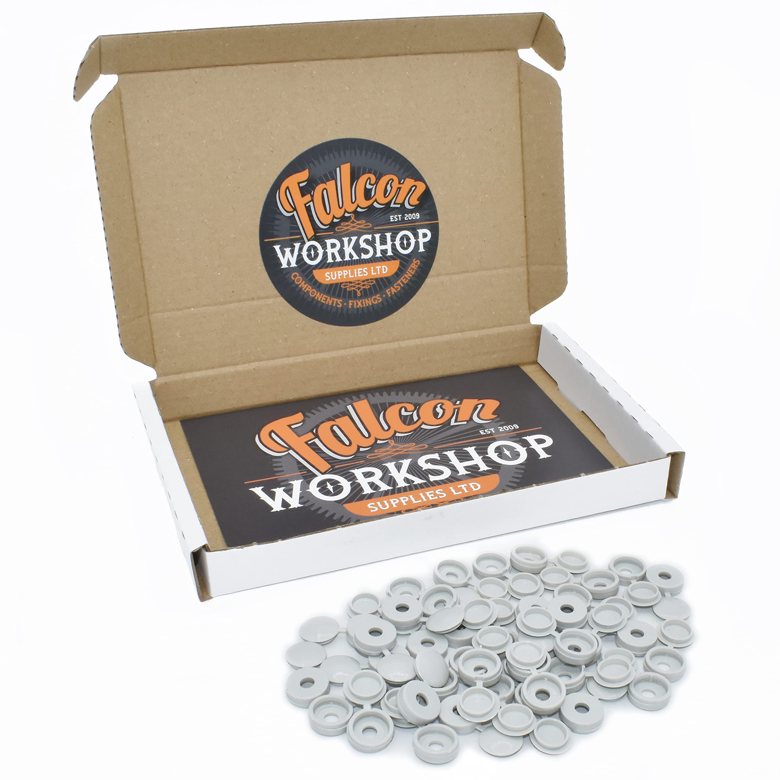 Falcon Workshop Supplies Ltd 50 x Grey, Small Plastic Hinged Screw Cap - Vise - Free UK DELIVERY