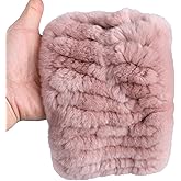 BOONJOVIA Rex Rabbit Fur Knitted Headband - Winter Fashion Ear Warmers Neck Warmer Snood Scarf (Rubber Pink, One Size)