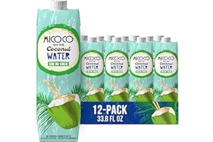 MICOCO Coconut Water, No Added Sugar, (1L) 33.8 Fl Oz (Pack of 12)