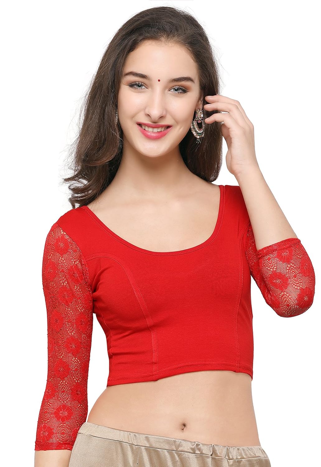 ishin cotton saree blouse(ishinks-1004_red_free size)