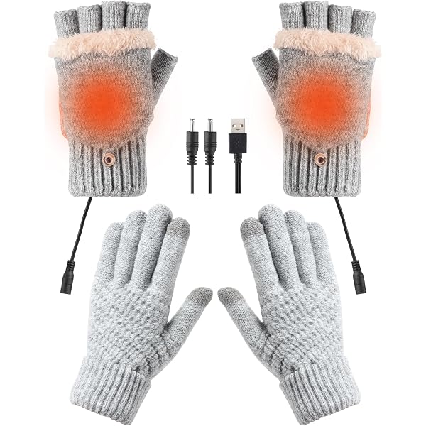 thumbnail image 2 of USB Rechargeable Heated Gloves – Unisex, Full Or Half Finger, Winter Mitten Style 2 of 3