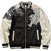 HaiZi XiHuan Cool Dragon Sukajan Jacket Tiger Embroidered Jackets For Men Japanese Winter Windbreaker Mens Casual Coat