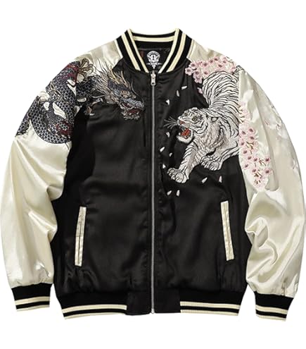 Amazon.com: Satin Sukajan Tiger Embroidered Women Bomber Baseball
