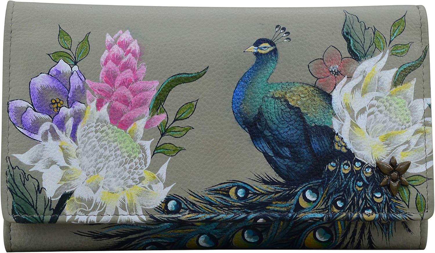 Anuschka Women’s Genuine Leather RFID Checkbook Clutch - Regal Peacock