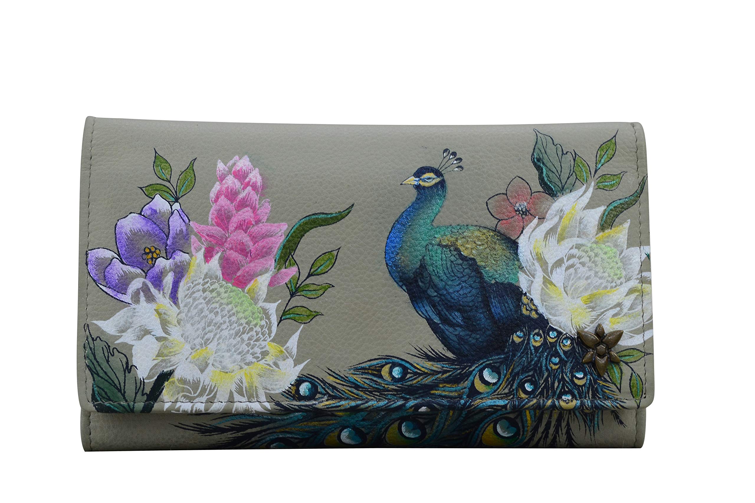 Anuschka Women’s Genuine Leather RFID Checkbook Clutch - Regal Peacock