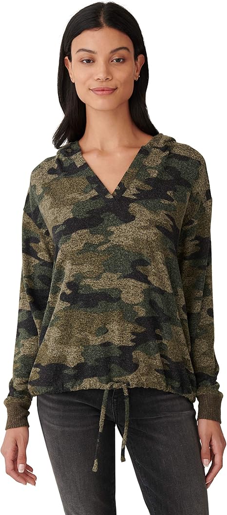 Lucky Brand Women's Long Sleeve Cloud Jersey Camo Hoodie Sweater at Amazon Womenâs Clothing store