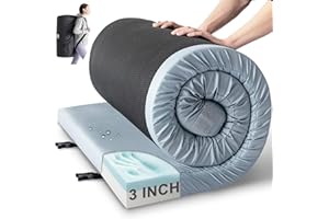 Kingfun Memory Foam Camping Sleeping Pad, CertiPUR-US Camping Mattress Waterproof Roll Up Mattress Guest Bed, Thick Floor Sleeping Mat for Car for Adults with Travel Bag