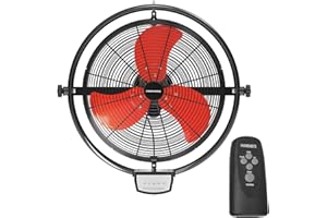 FANNIVERSE 20 Inch Wall Metal Fan Pro Series Remote Control, High Velocity Wall Mount Fans for Commercial, Residential, Warehouse, Covered Patio, Shop, Garage, Barn 3 Speed 5200 CFM UL Safety Listed