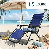 VOUNOT Zero Gravity Chair Folding Sun Lounger with Cup Phone Holder Blue view 7