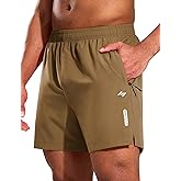 MIER Men's 5 Inch Inseam Running Shorts with Zipper Pockets Quick Dry Athletic Gym Workout No Liner Shorts, Lightweight