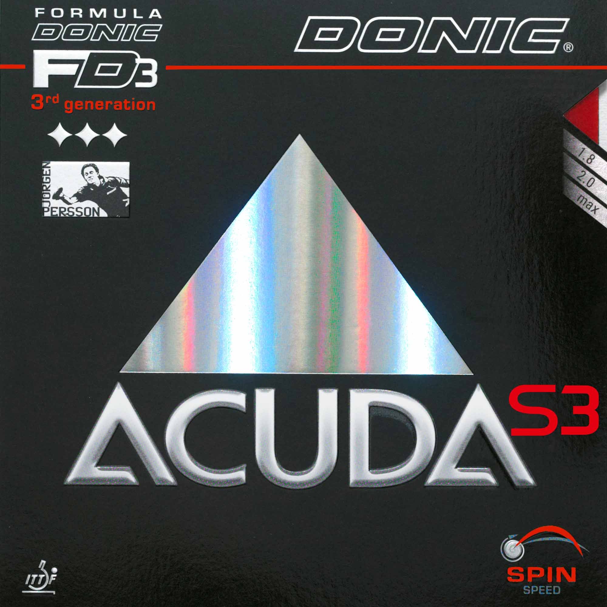 Donic Acuda S3 Table Tennis Rubber - 2.0mm - Red