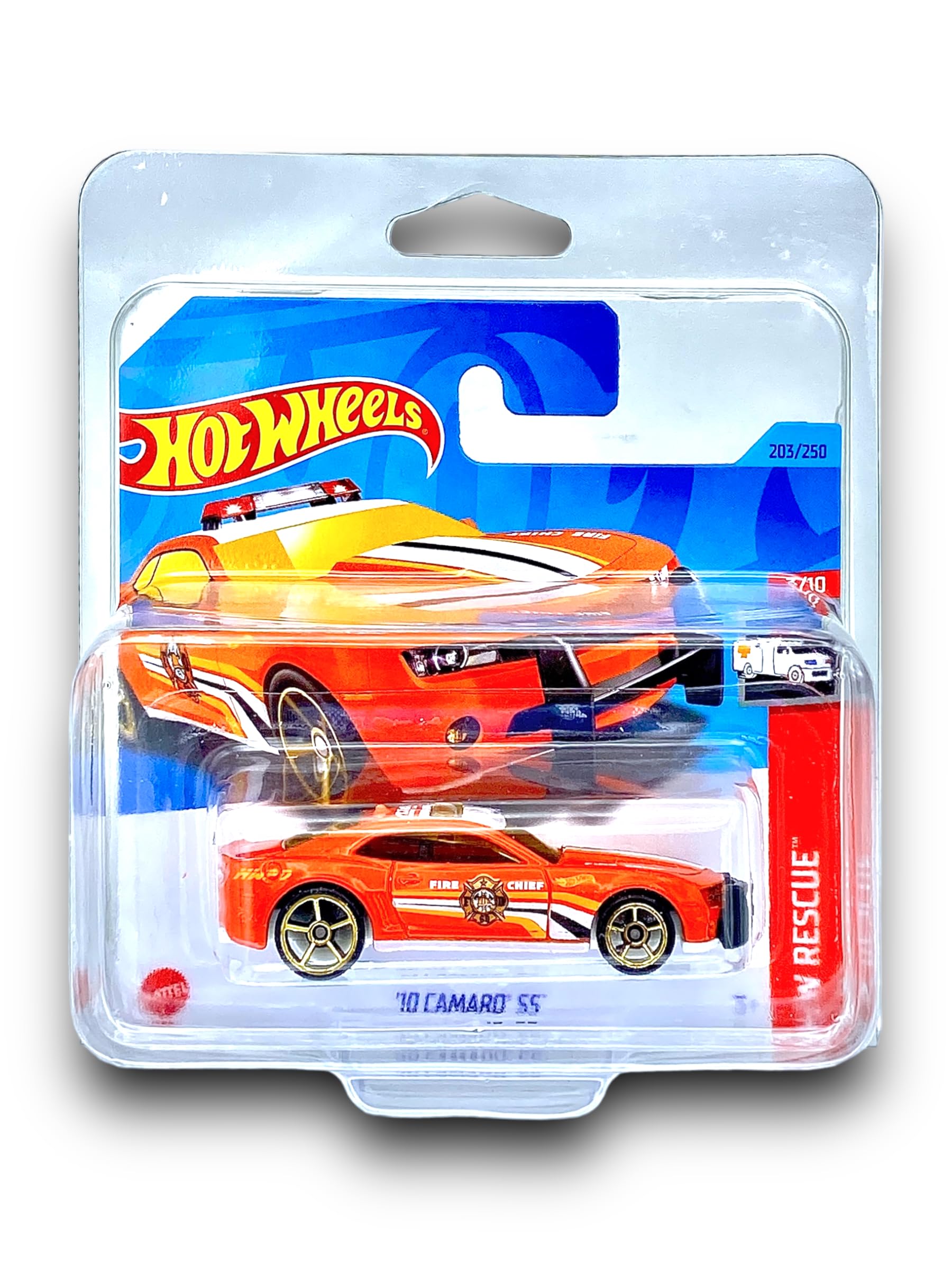 Hot Wheels '10 Camaro SS (Orange (Fire Chef)) 3/10 HW Rescue - 2023-203/250 (Short Card) - COMES IN A KLAS CAR KEEPER PROTECTIVE COLLECTORS CASE - HKJ19