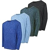 TAGIHOO 4 Pack Boys&Girls Athletic Quick Dry Long Sleeve Kids Performance Activewear T-Shirt for Youth