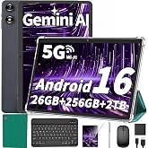 Android Tablet with Keyboard - Android 16 tablet with 26GB+256GB+2TB Expand, 10 inch Tablet with 8-Core, Gemini AI, 5G WiFi, 8000mAh, GPS, GMS,, Electronic Tablet PC with Case/Mouse/Stylus-Green Case