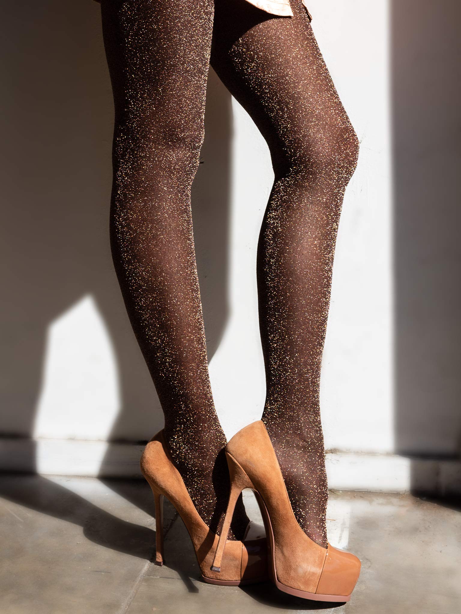 Leg Avenue Women's stretchy High Waist Lurex Shimmer Tights With Metaillic Fiber Shine