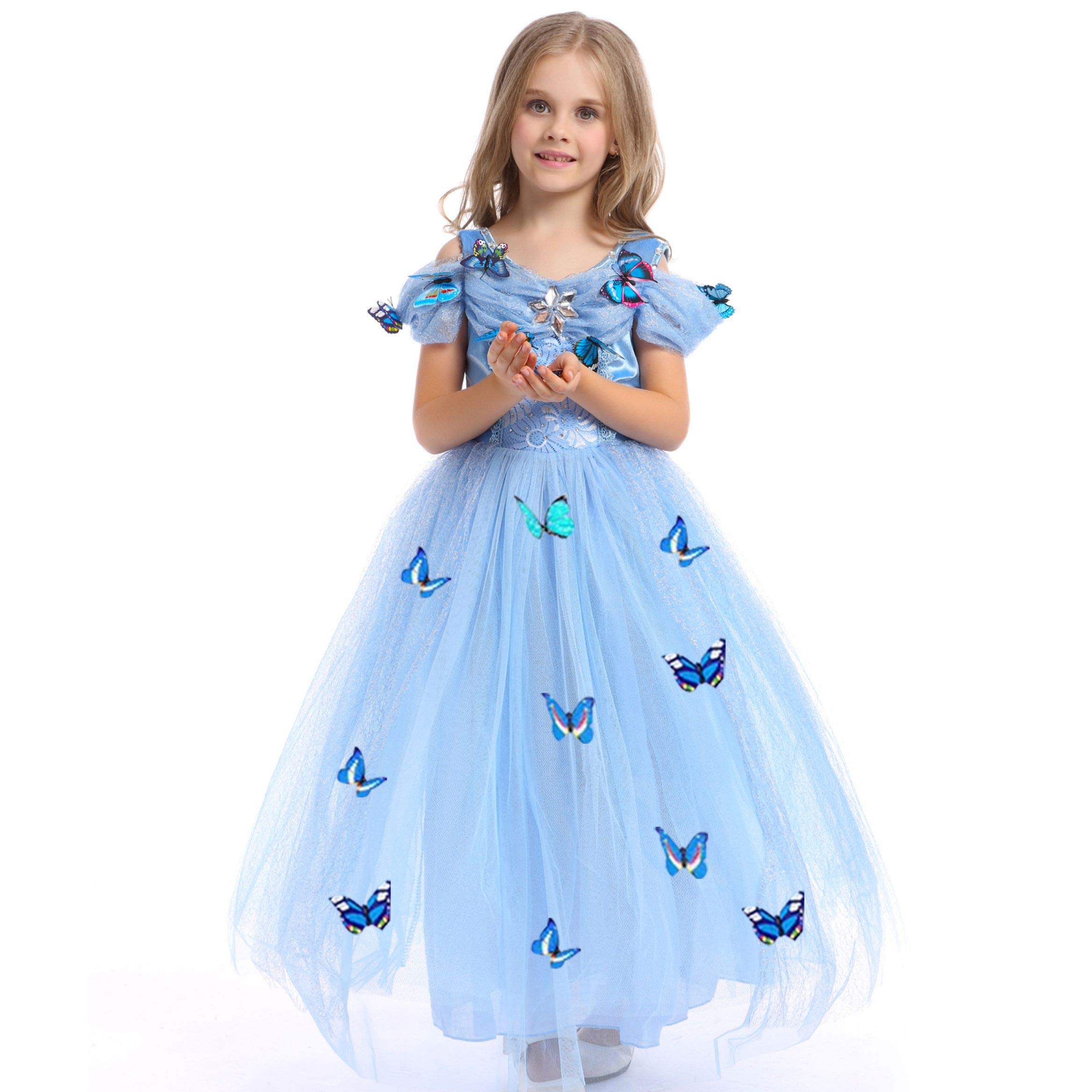 Girls Princess Cinderella Dress Fancy Dress Butterfly Girl Costume