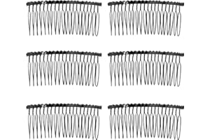 Senkary 10 Pieces Hair Comb Clip Metal Wire Hair Combs Wedding Bridal Veil Combs for Women (20 Teeth, Black)