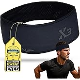 Halo Headband for Men X Series Sweatband for Extreme Sweating- 2 Width Sizes-3 Layers of Super Absorbing Dryline Fabric with Patented SweatSeal to Channel Sweat Away from Eyes.