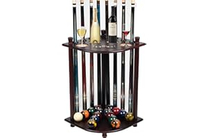Billmart Pool Stick Holder Floor Stand, Solid Wood Billiard Pool Cue Rack, Pool Table Accessories (Mahogany)