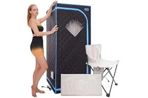 SALUSHEAT Portable Sauna Tent, One Person Infrared Sauna Home Sauna， Full Size Sauna with Remote Heating Foot Pad, Upgraded Chair, Black(29.1" x 29.1" x 66.5")