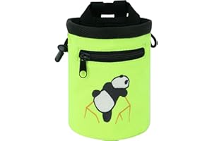 AMC Rock Climbing Panda Embroidered Chalk Bag with Zipper Pocket
