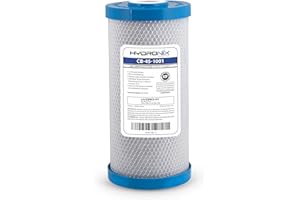 Hydronix CB-45-1001 Whole House Commercial Hydroponics RO NSF Activated Carbon Block Water Filter, 4.5" x 10", 1 Micron