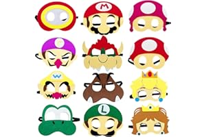 DEGPUM 12Pcs Felt Mask,Bros Kids Party Favors,Game Themed Felt Masks,Birthday Game Themed Masks,Theme Felt Costume Toy,Role Play,Game Themed Party Supplies,Halloween Dress Up Party Supplies Boys Girls Gifts