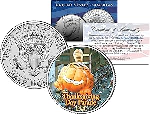 GARFIELD BALLOON 1986 THANKSGIVING PARADE Colorized Kennedy Half Dollar