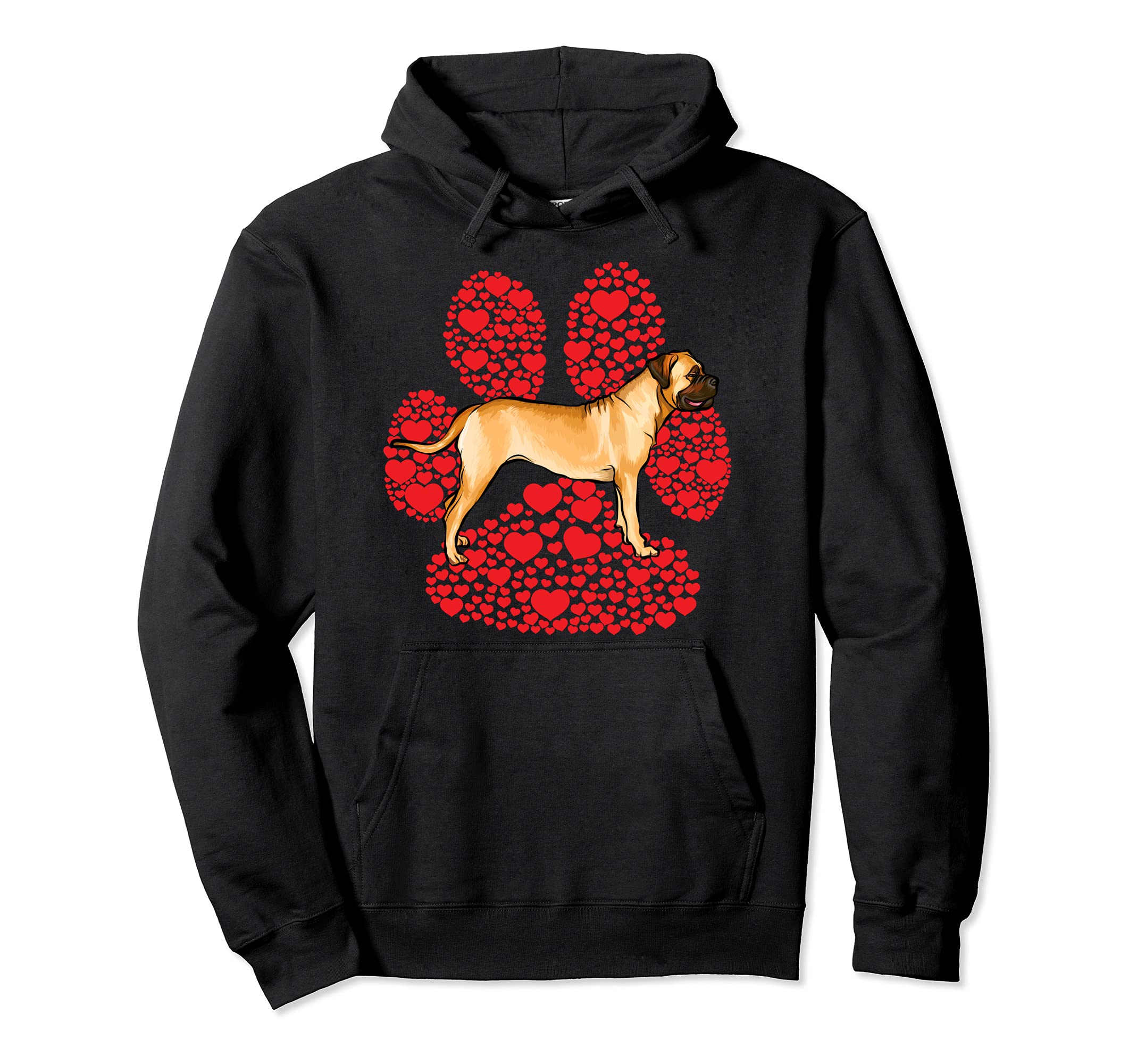 Bullmastiff Valentines Day Dog Love Paw Pullover Hoodie