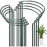 FEED GARDEN 8 Pack Plant Support Stakes, Peony Cages and Supports, Metal Garden Plant Stake(10" Wide x 16" High) Green Half Round Plant Support Rings for Outdoor Indoor Plants, Tomato, Hydrangea