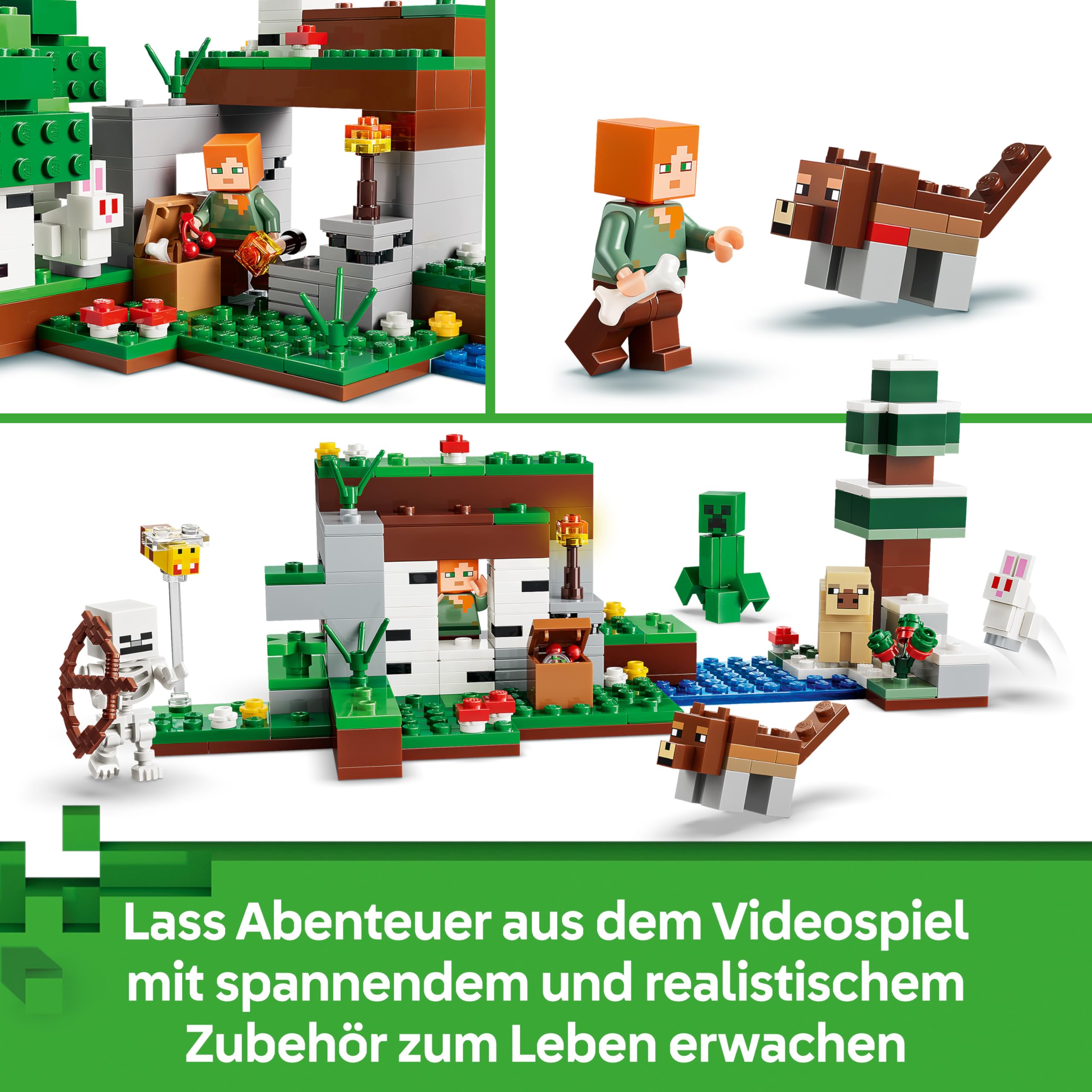 LEGO Minecraft Erstes Abenteuer in der Nacht - Interaktives Spielzeug mit 7 Figuren inkl. Alex, Creeper, Skelett & Waldwolf - Gaming-Geschenk für Jungen und Mädchen ab 8 Jahren - 21593 4
