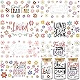 AFRITEE UV DTF Cup Wraps - 8 Sheets Bible Verse Cup Wrap Tranfer Stickers, Flower Christian Motivational Saying UV DTF Cup Wraps for 16 oz Glass Mug Coffee Cups, God Bible Verse Gifts