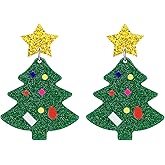HAISWET Christmas Tree Shape Earrings for Women Holiday Earrings Pierced/Clip On Dangle Earring Party Jewelry