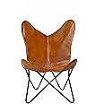 cuero Handmade Living Room Buffalo Leather Chair, Home-Decor, Butterfly Chair with Folding Iron Frame