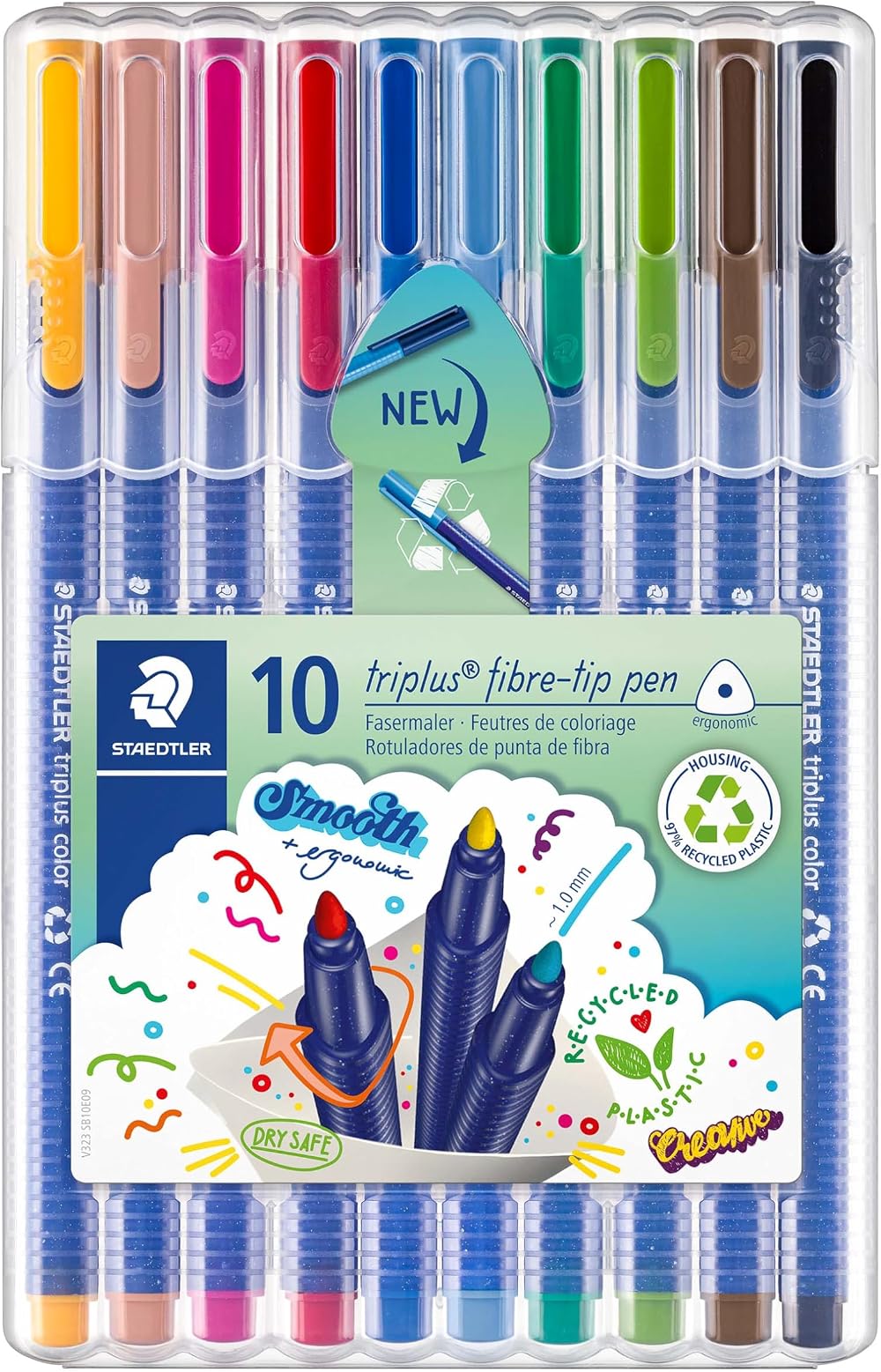 STAEDTLER Colouring Pens triplus Fibre-Tip 20 Assorted Colours Pack of 10