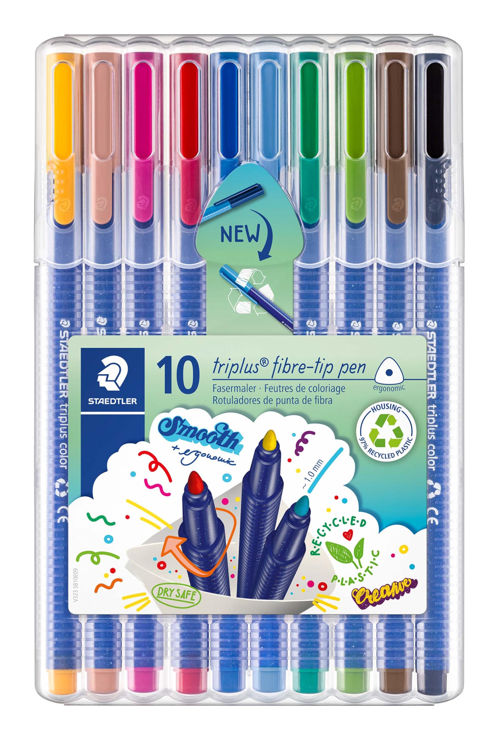 STAEDTLER Colouring Pens - triplus Fibre-Tip - for Adult Colouring - 20 Assorted Colours - Pack of 10, 323 SB10 โ image 1