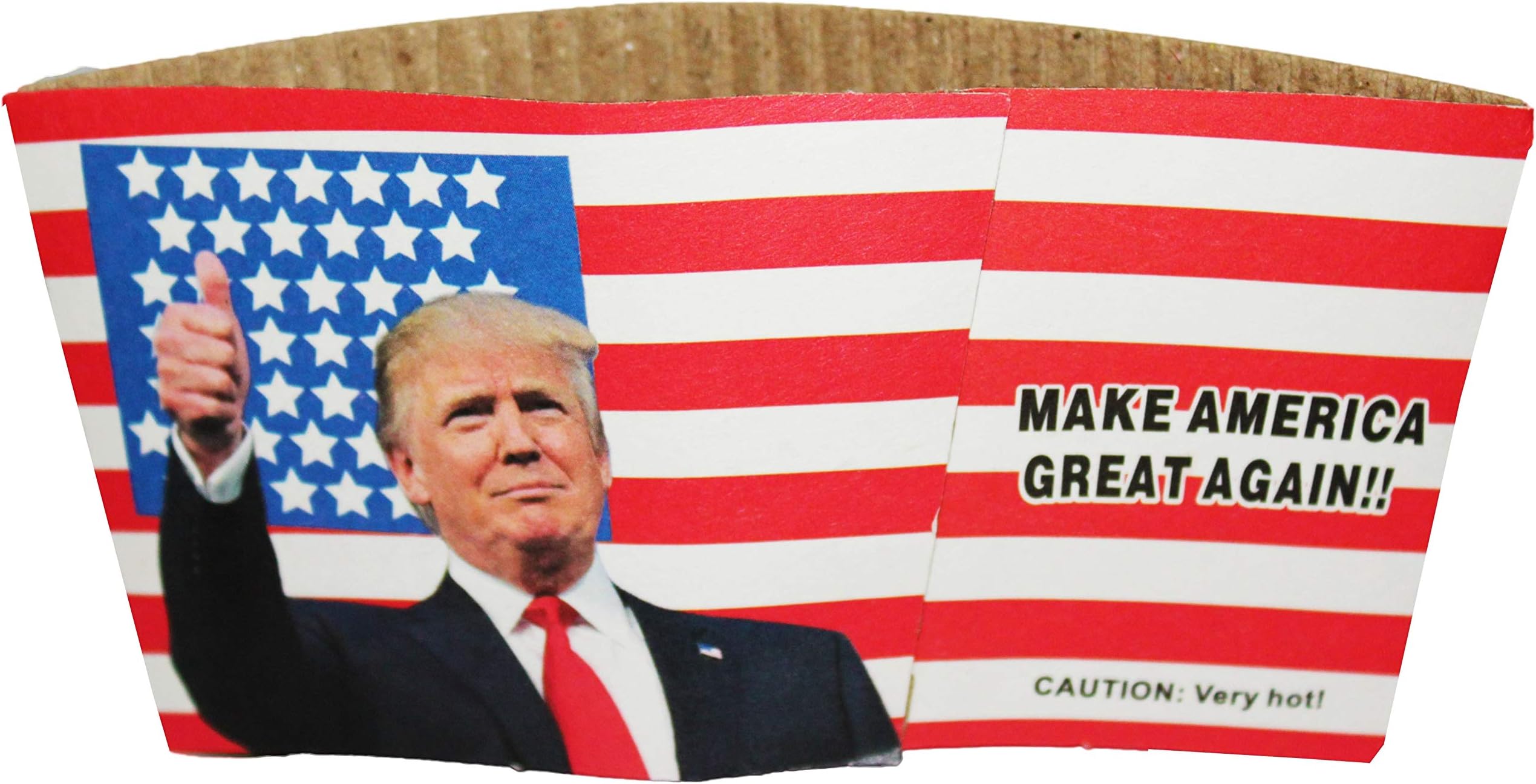Make America Great Again Cup Sleeve: Durable Corrugated Cardboard to Hold Hot Cups of Coffee Or Tea –(50 Pack)